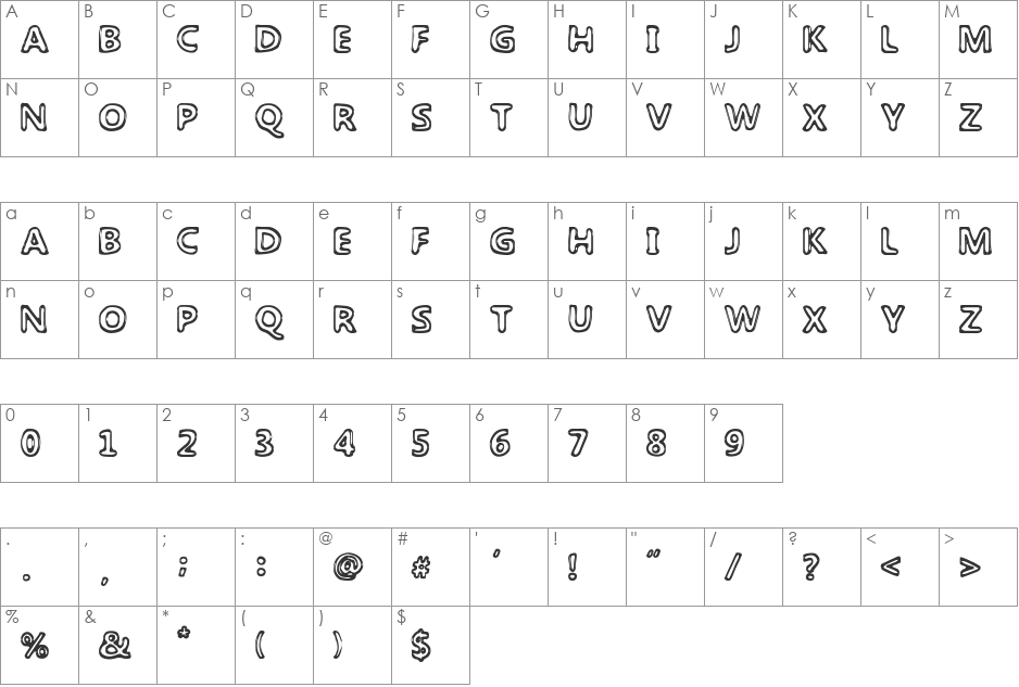 The Laguna font character map preview