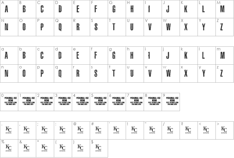 The Main Event font character map preview