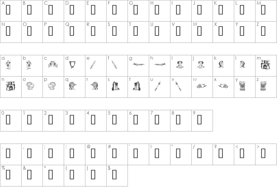 the middle ages I font character map preview