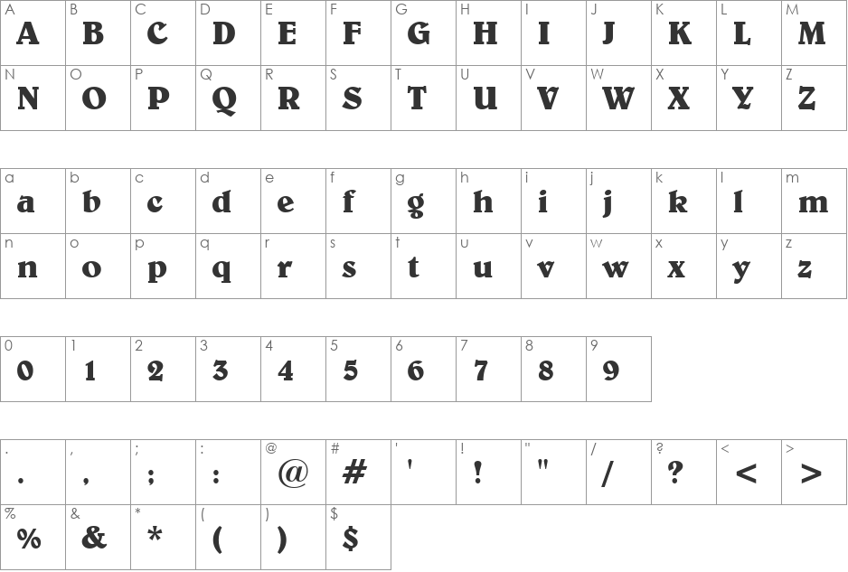 Belwe Bd BT font character map preview