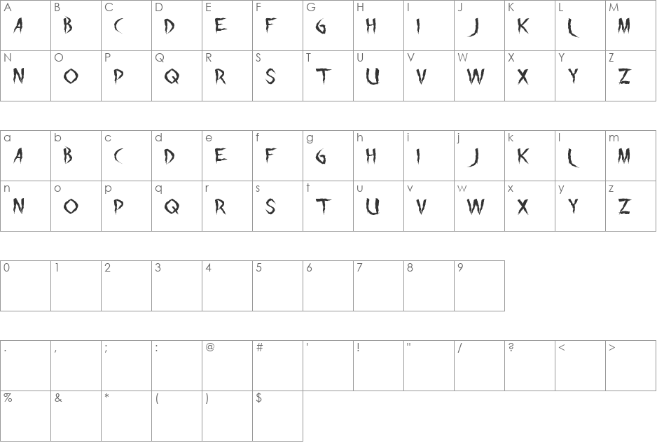 the night font character map preview