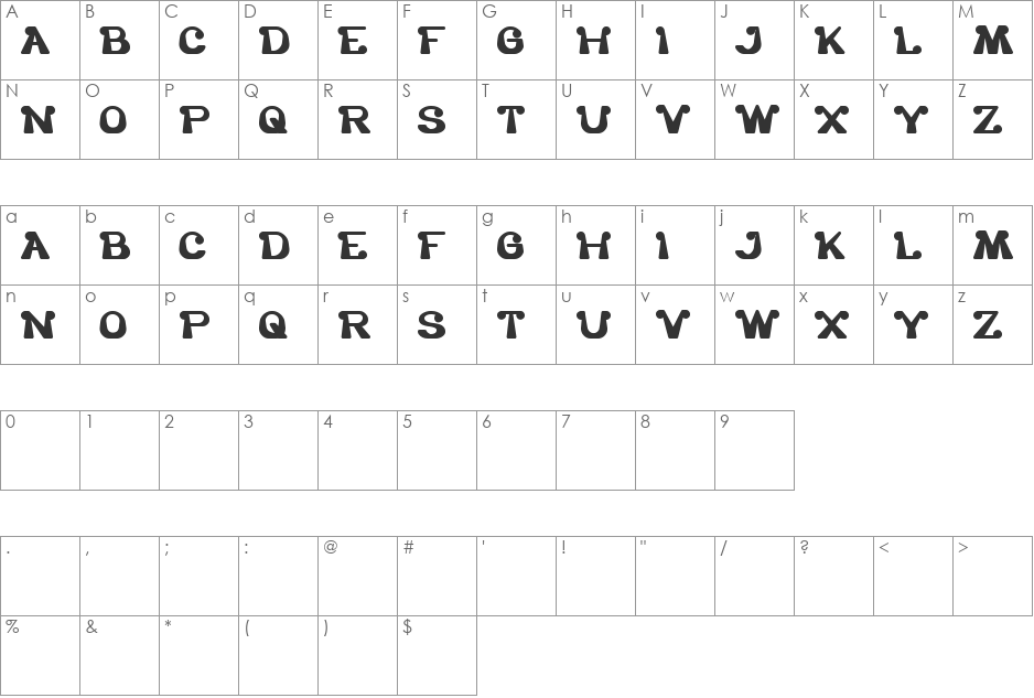 THE ONE AND ONLY ME font character map preview