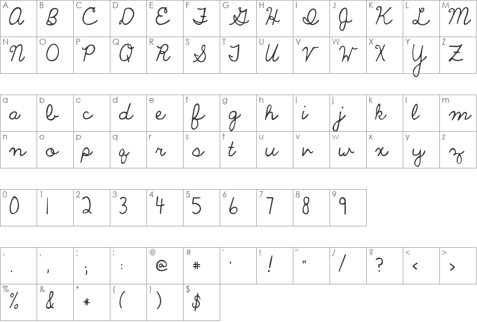 The Only Exception font character map preview