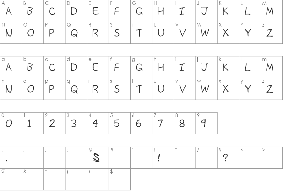 The Past__G font character map preview