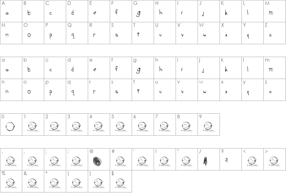 the ring font character map preview