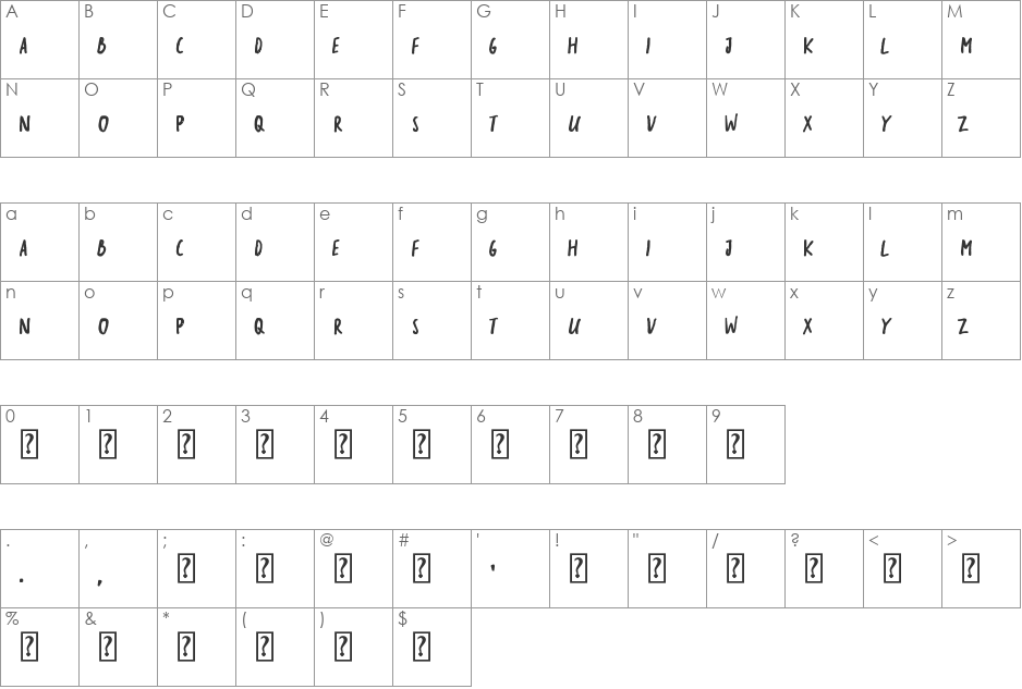 the sarcastic giraffe font character map preview