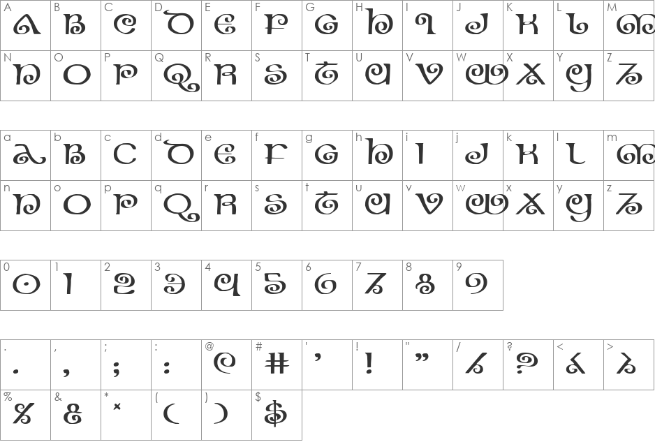 The Shire Expanded font character map preview