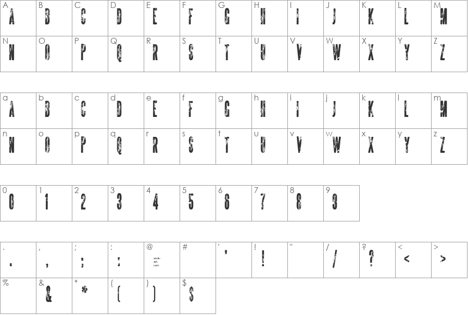 The Sickmen font character map preview
