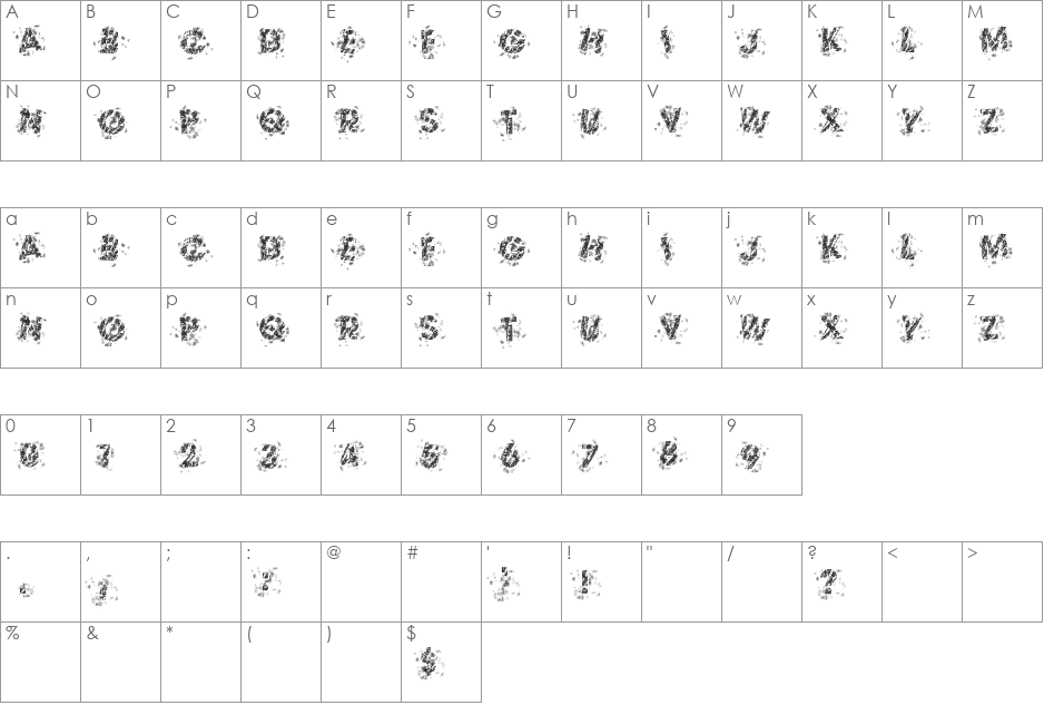 The Thrill Of The Kill font character map preview