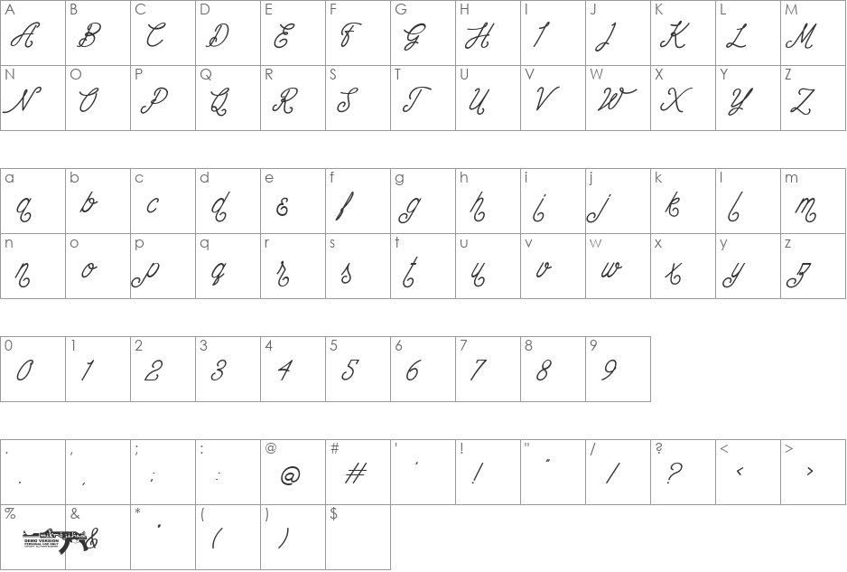 The Wahhabi Script font character map preview