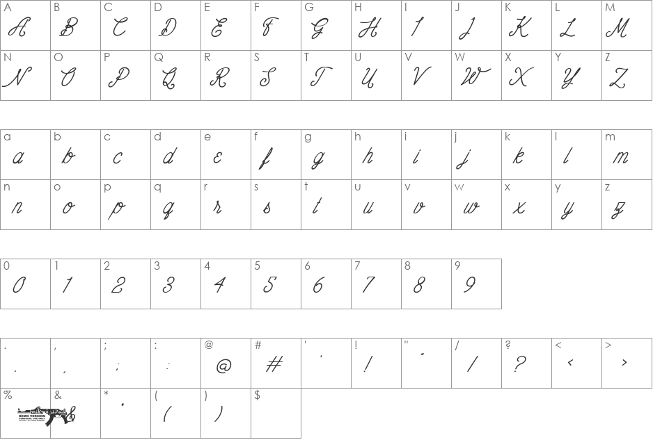 The Wahhabi Script Bold Condensed font character map preview