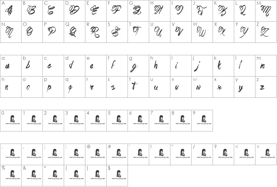 The Way You Move font character map preview