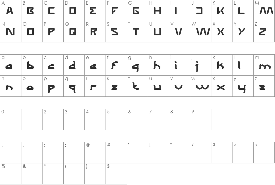 The Wizard of One CLick font character map preview