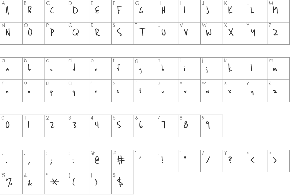 Ben Brown font character map preview