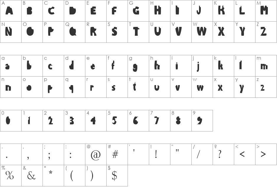 TheBite font character map preview