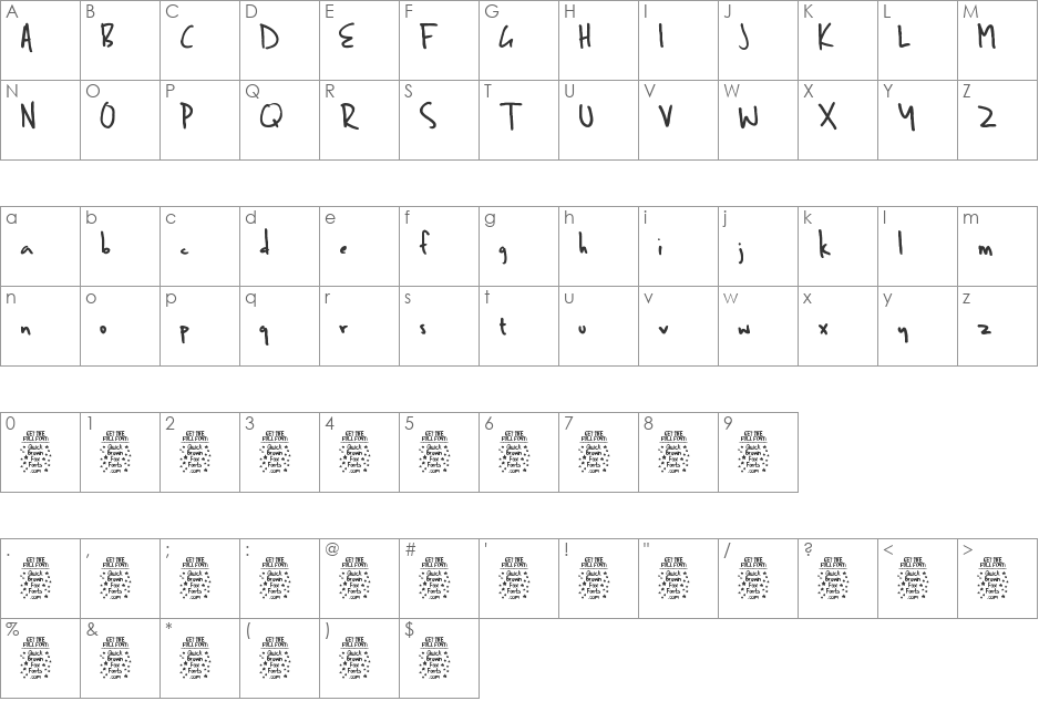 Ben Brown (Demo Version) font character map preview