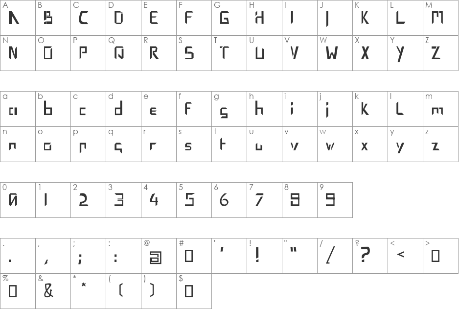 TheChamberScript font character map preview
