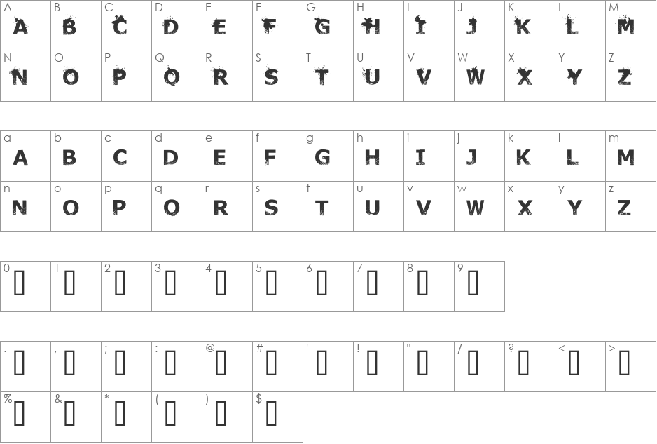 TheDeadAreComing font character map preview