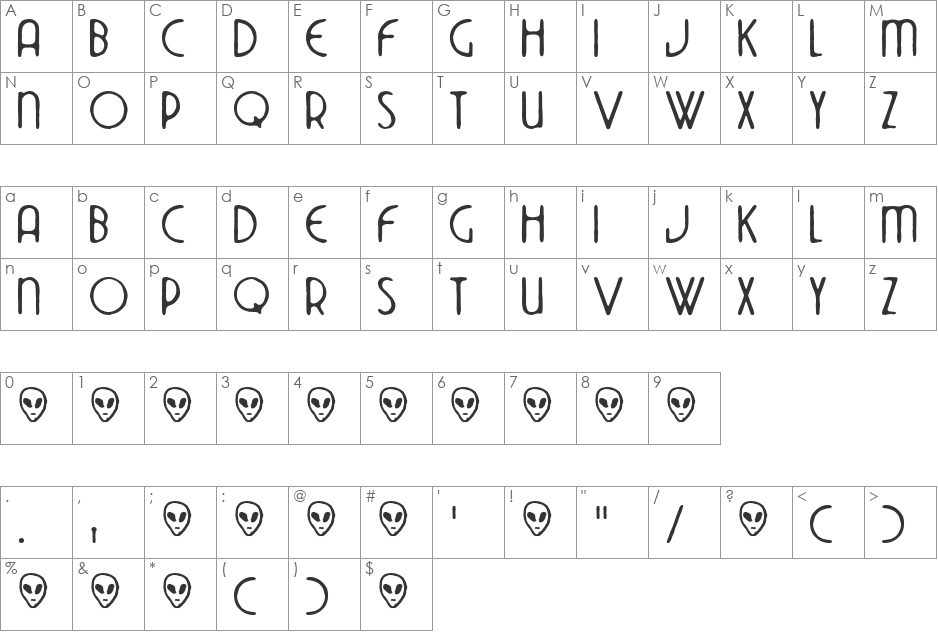 TheDekoSide font character map preview