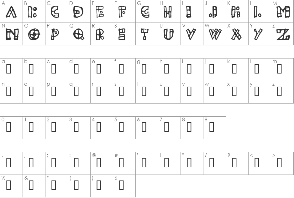 TheLeftSide font character map preview