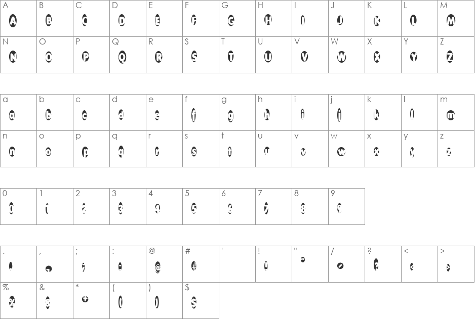 TheLogovals font character map preview