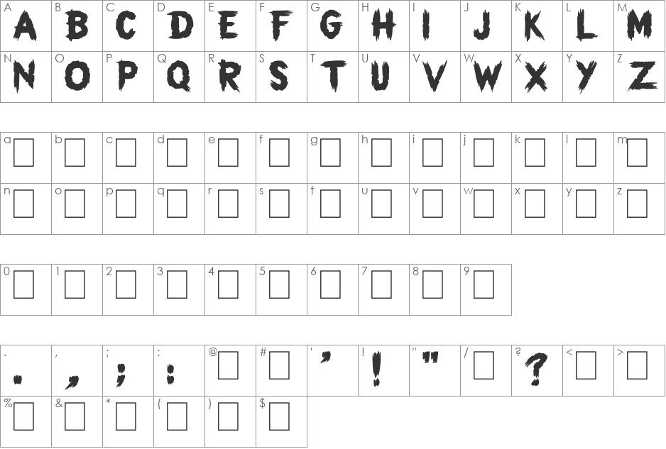 THEM! font character map preview