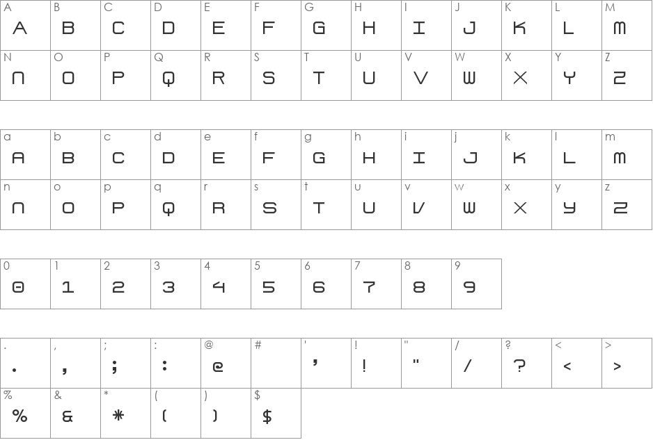 Theorem NBP font character map preview