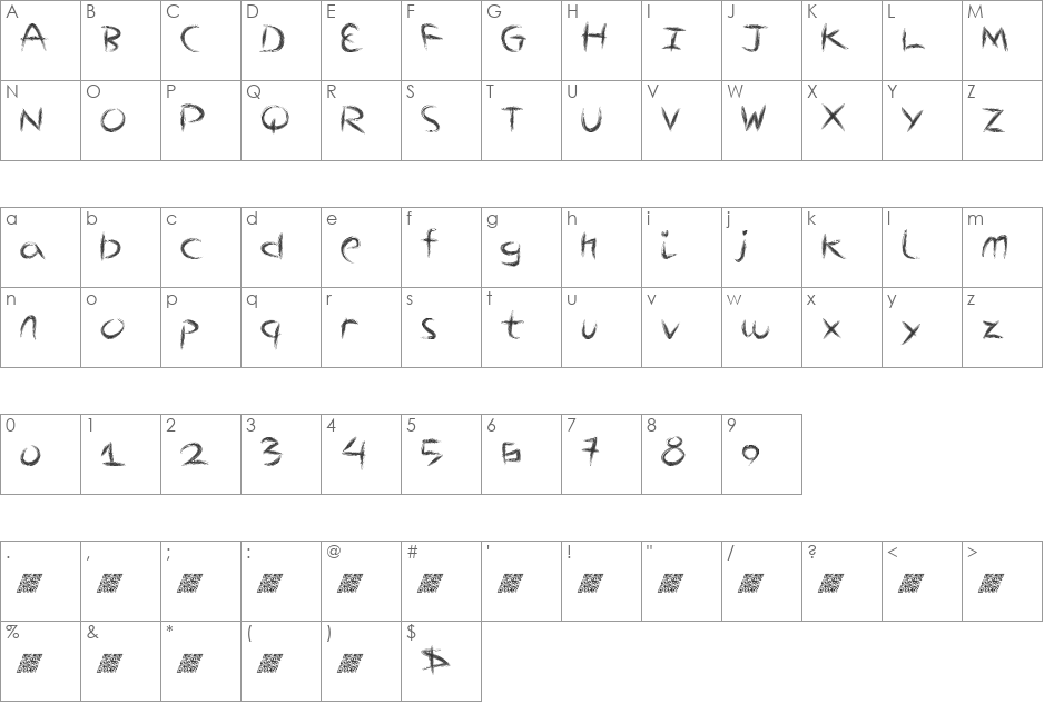 ThePulse font character map preview