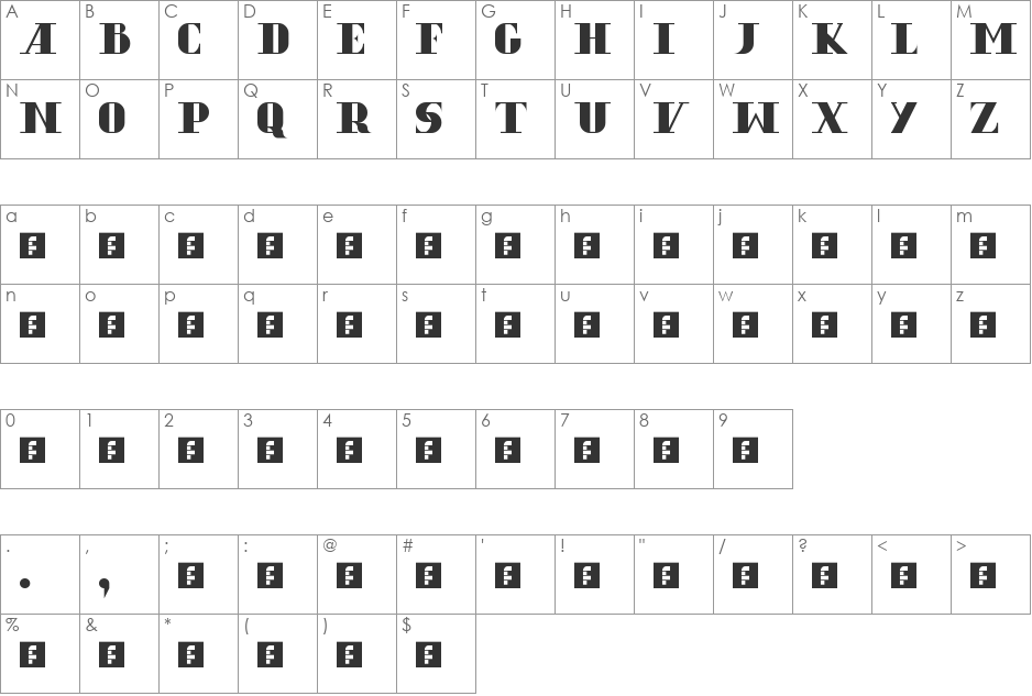 therlea font character map preview