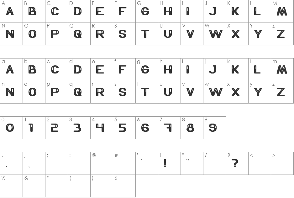THERMOMETER font character map preview