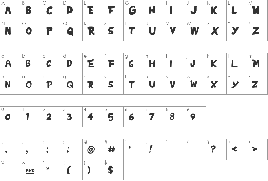 TheSnails font character map preview