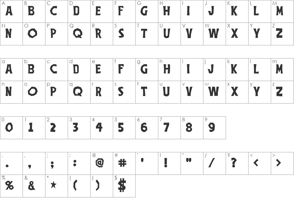 TheThreeStoogesFont font character map preview