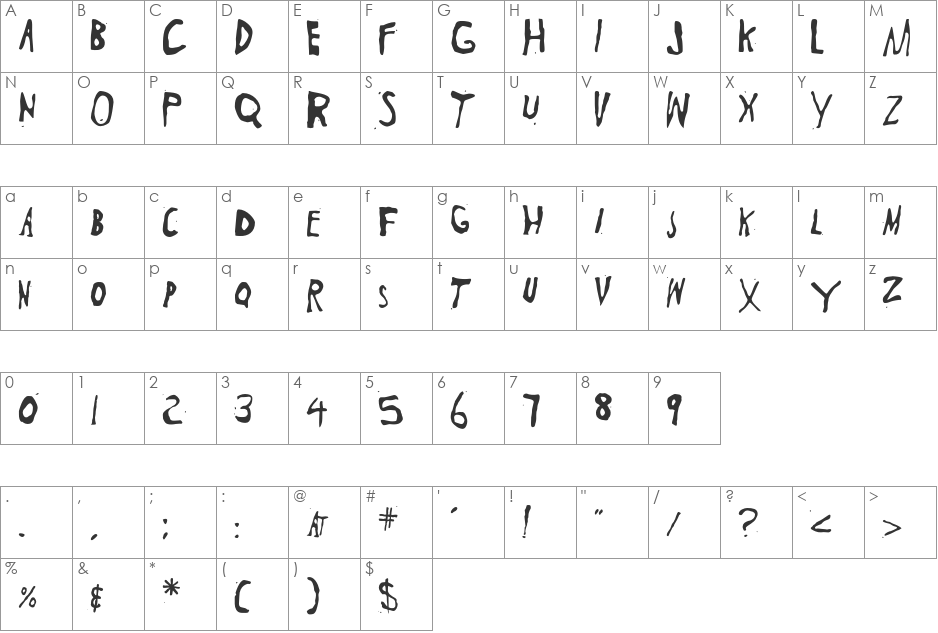 TheWall font character map preview