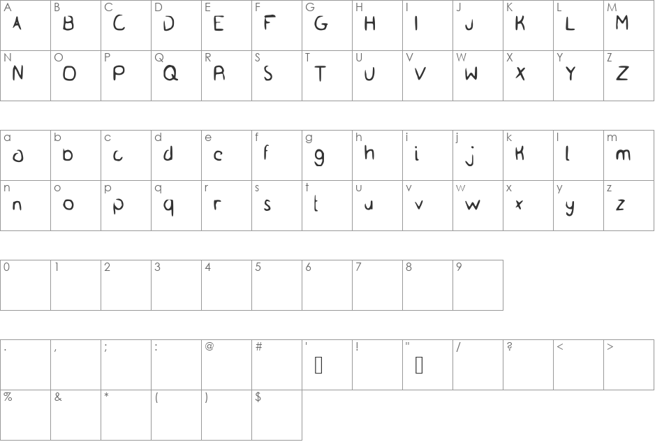 The_Average font character map preview