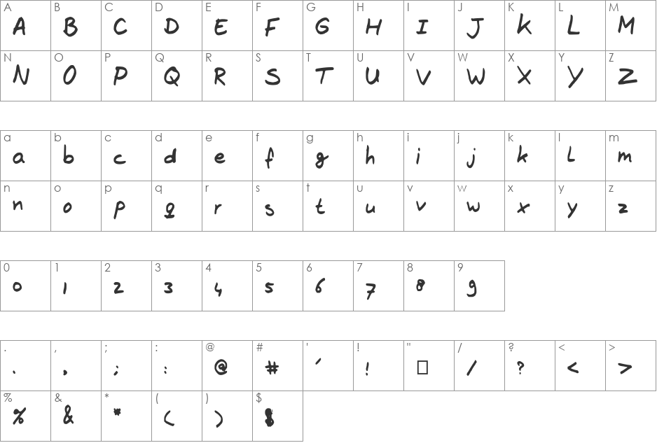The_Brown_Fox font character map preview