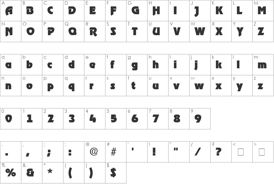 Thimba Display SSi font character map preview