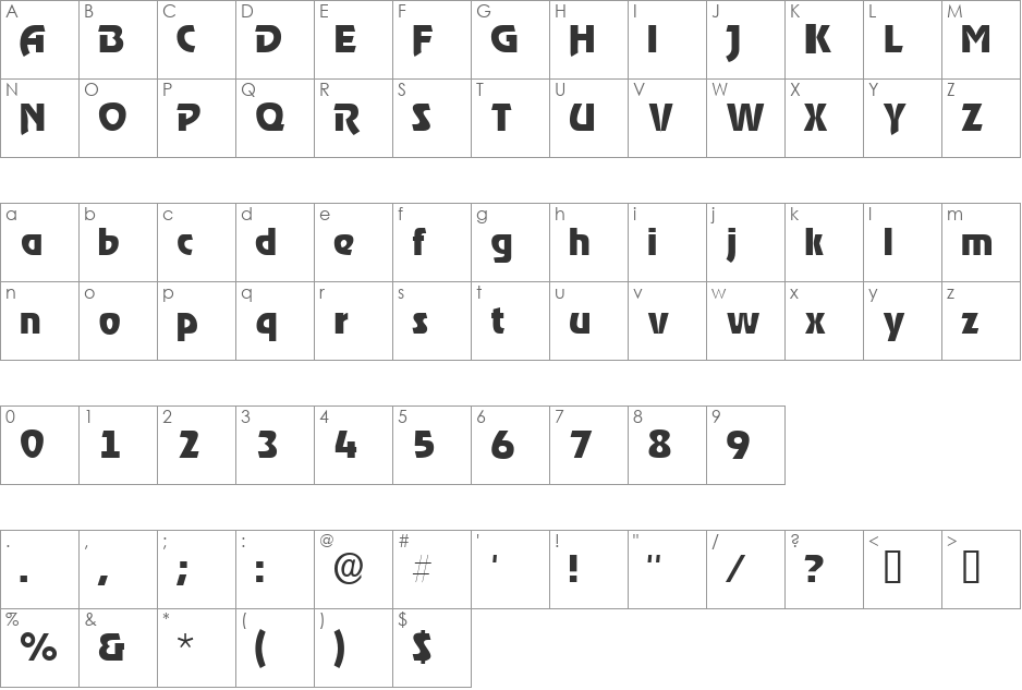 ThimbaSSK font character map preview