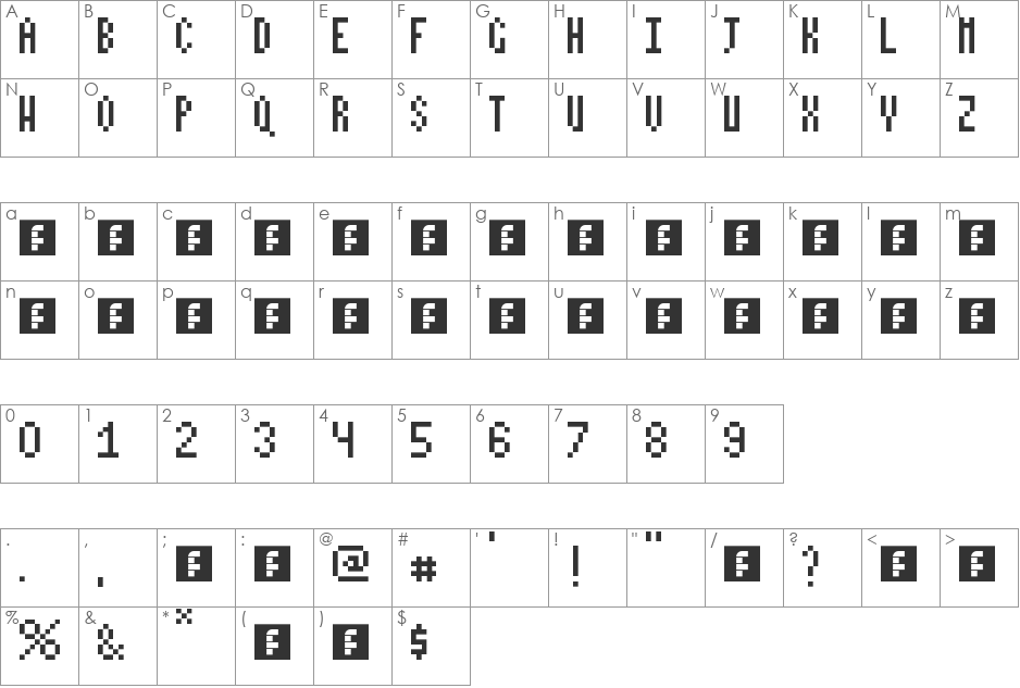 Thin font character map preview
