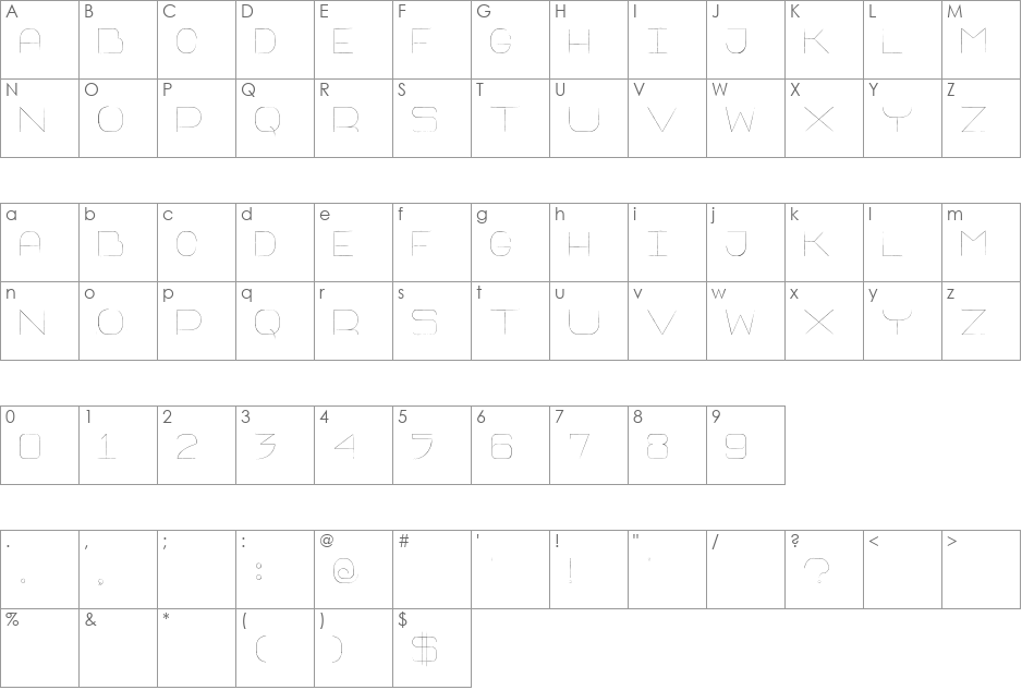 Thin Franq font character map preview