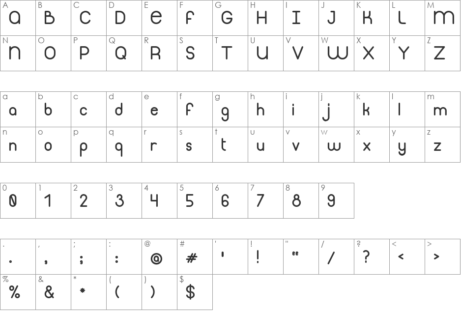 Thinfont-Thin font character map preview