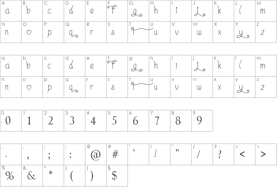 Things People Do For Love!.. font character map preview