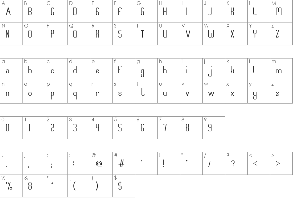 Think More For Solution font character map preview