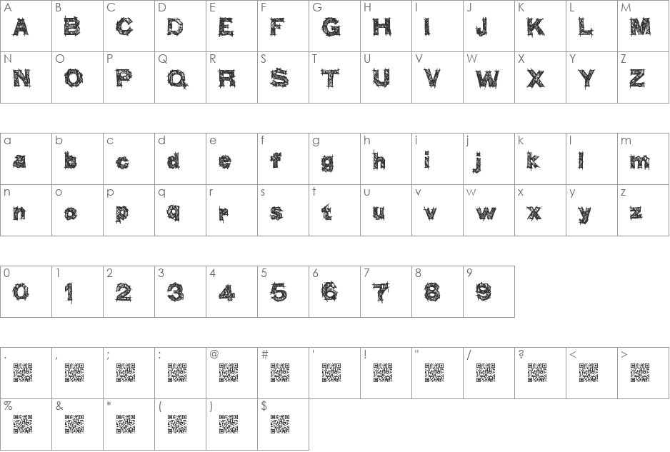 ThinkHigher font character map preview