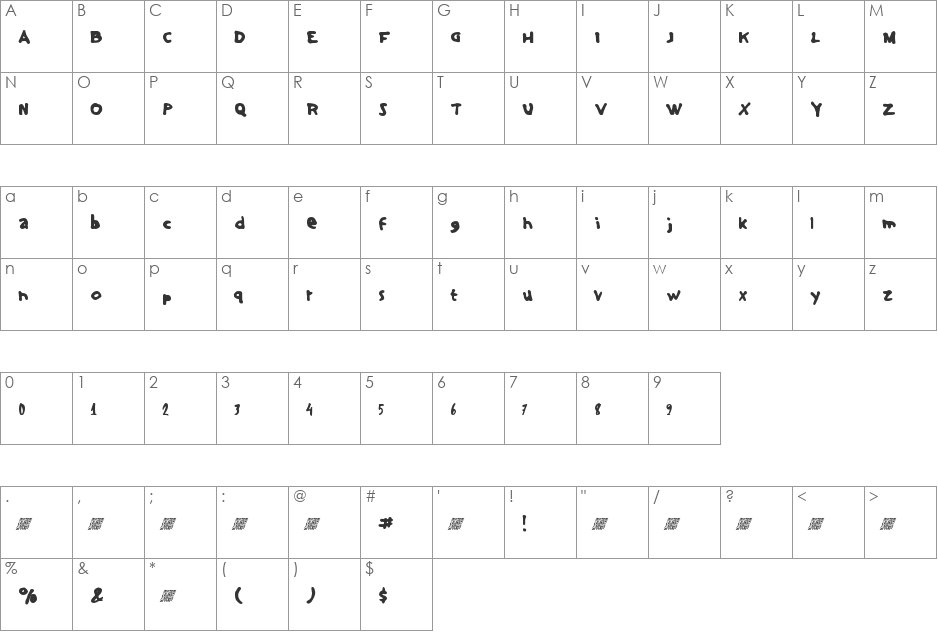 ThinkingAcademicDT font character map preview