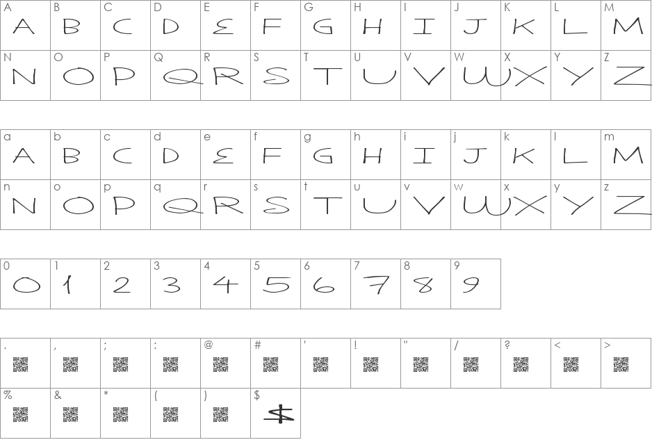 ThinkPlan font character map preview