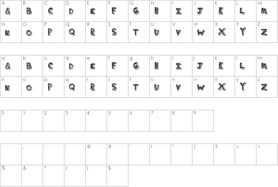 ThirdHand font character map preview