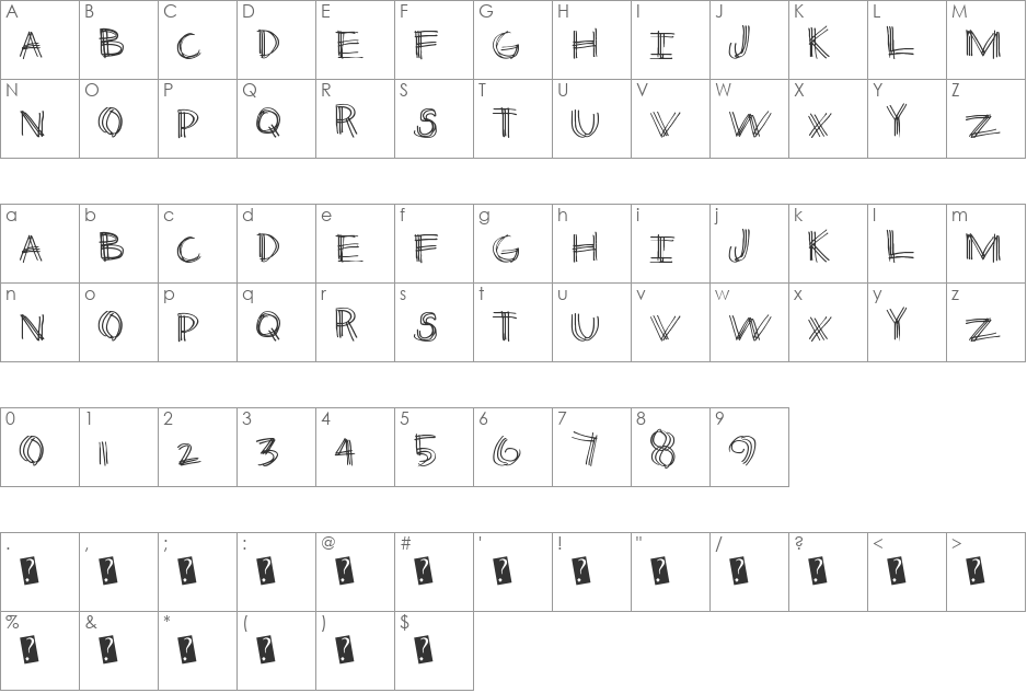 ThirdLeg font character map preview
