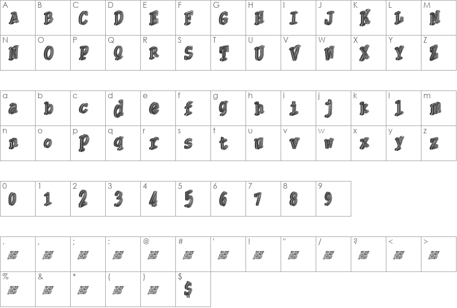 Thirdly font character map preview