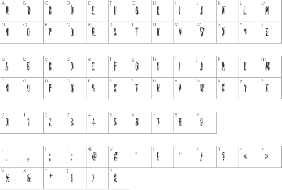 Thirteenth Floor font character map preview