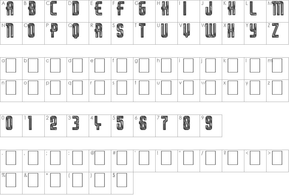 THIRTIES GOLD font character map preview